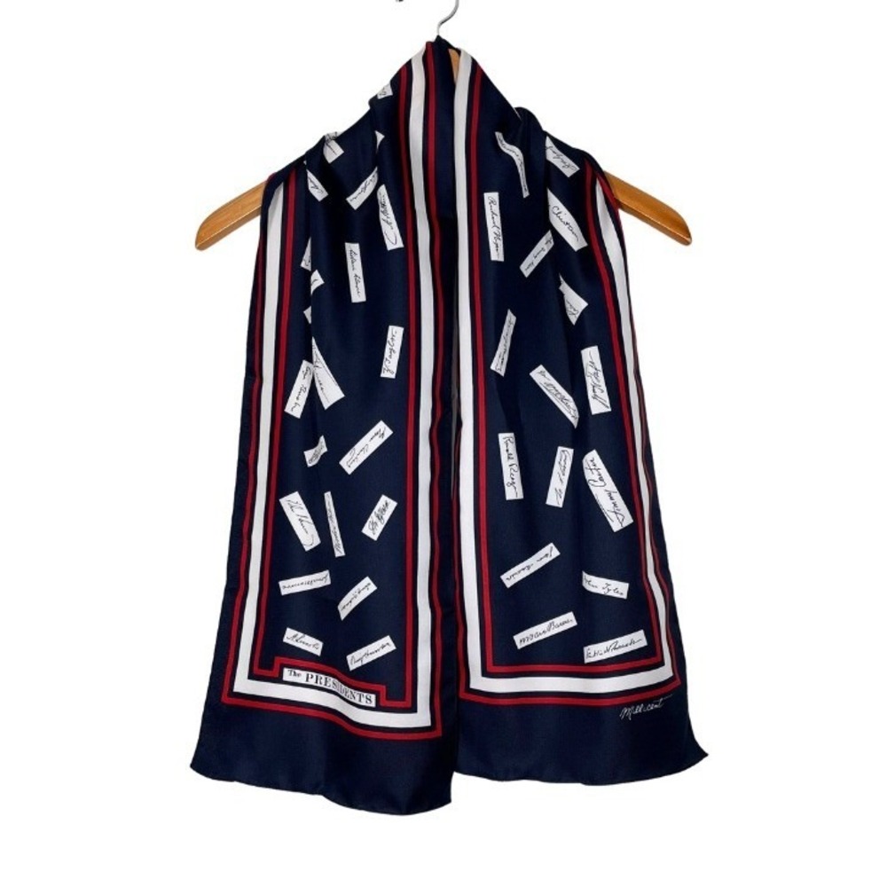 T&M Designers Millicent The Presidents Scarf Navy Blue Red White Made in Italy